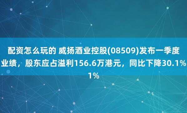 配资怎么玩的 威扬酒业控股(08509)发布一季度业绩，股东应占溢利156.6万港元，同比下降30.1%